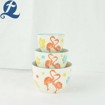 High quality design decal ceramic salad fruit bowl