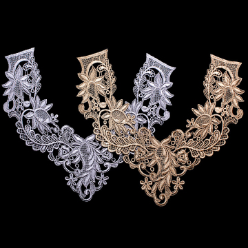 Factory Wholesale: Water-Soluble Polyester Lace Collars in White and Black - Milk Silk Embroidered Options Available