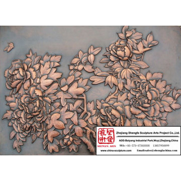 Hand Carved Flower Relief Mural