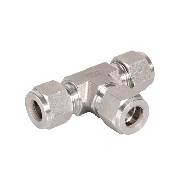 3-Way Stainless Steel 316/304 Double Ferrule OD 3/8 Compression Equal Union Tee