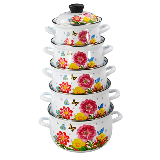 High Quality Factory Wholesales Cookware FDA Stocks Container Enamelware Cooking Pot Enamel Casserole Pot