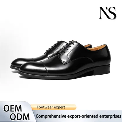 Men`s Jet-Black Three-Piece Oxford Shoes