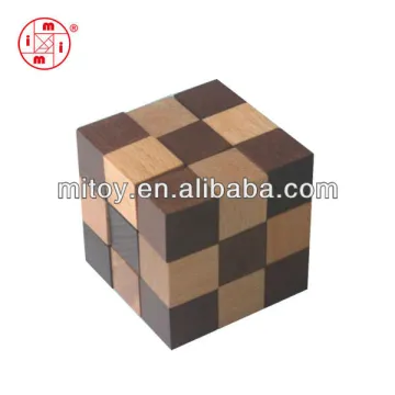 wooden IQ cube puzzle