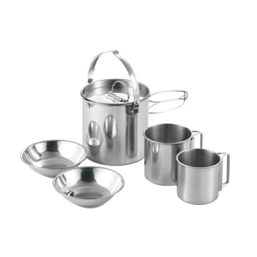 Ultimate 5-in-1 Polar Everest Camping Cookware Kit: Stainless Steel Outdoor Cooking Equipment for Picnics and Adventures