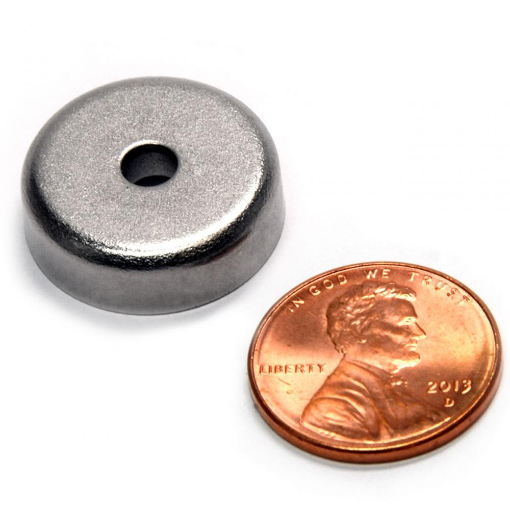 Small Neodymium Round Base Magnet w/ 23 Lbs. Pulling Force, Dia 0.79" Neodymium Cup Magnet