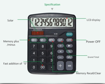 12-digit calculators with AA battery and solar