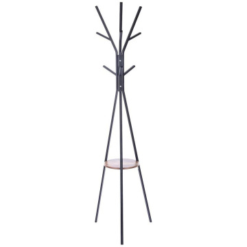 Industrial Metal Coat Rack Tree with 6 Hooks and Shelves