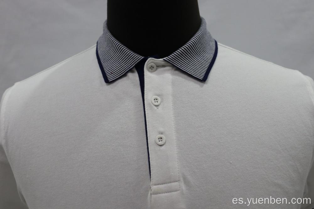 95% algodón 5% spandex sólido PK con camisa de cuello jacquard