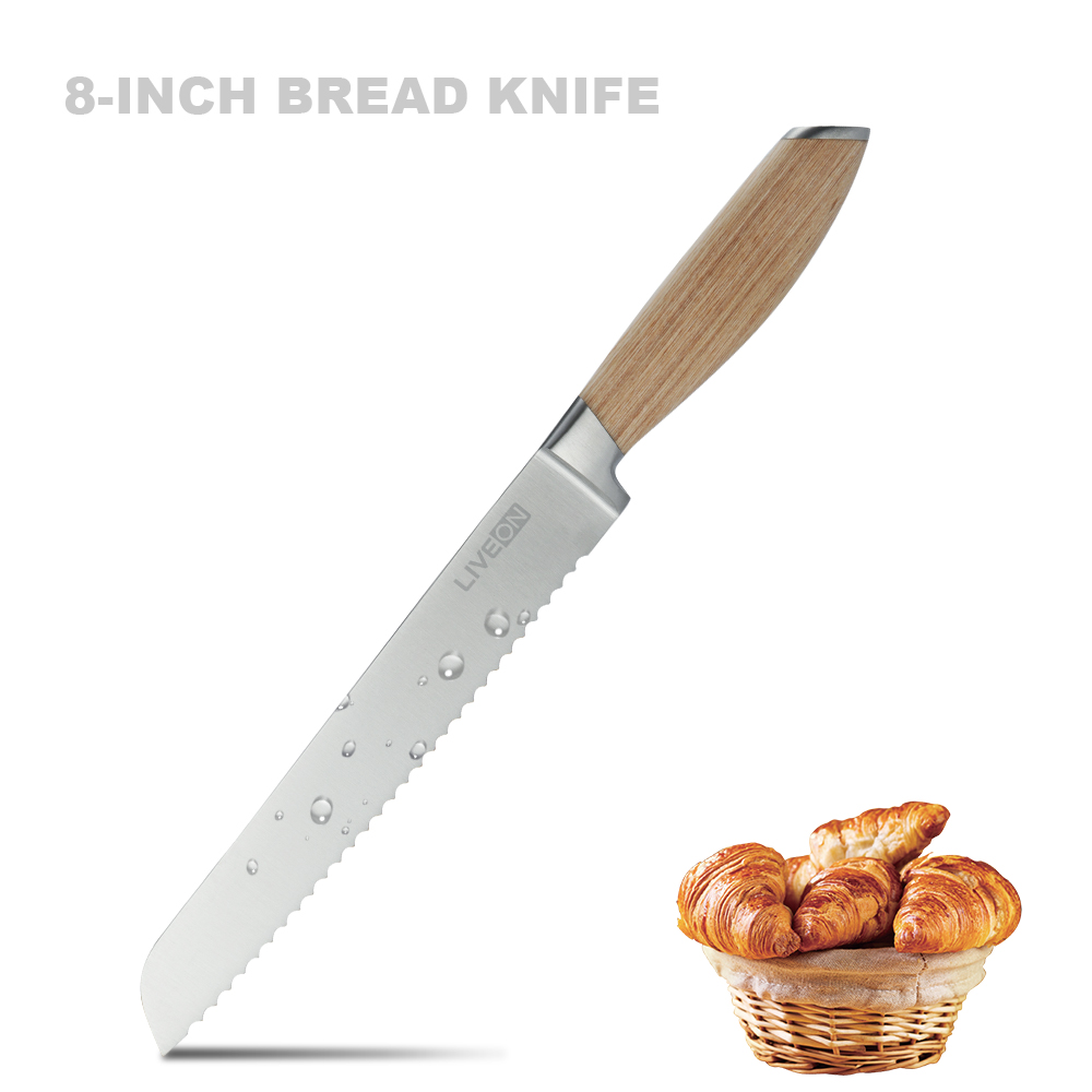 8 INCH BREAD KNIFE WITH PAKKA WOOD HANDLE