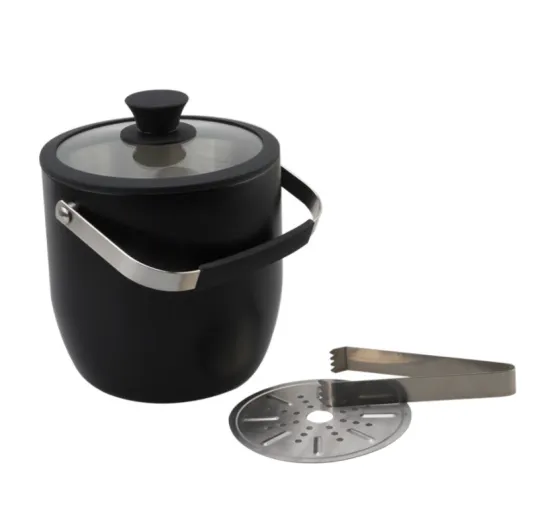 Stainless steel ice bucket with black coating