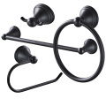 Hongt 1015 Black Round Base Stainless Steel Bathroom Towel Hanger Set