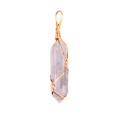 Clear Crystal Hexagonal Pointed( 8x32mm) Pendant Wrapped Gold Wire for DIY Making Jewelry