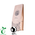 customized biodegradable kraft papaer flat bottom pouch