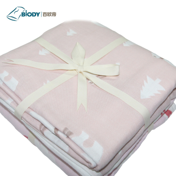 Cute Print Embroider Baby Multilayer Blanket
