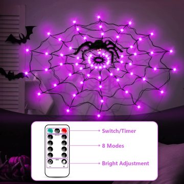 Halloween Spider Net Light - Decorative LED Lamp for Festivals and Parties