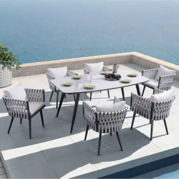 Modern Outdoor Restaurant Furniture - 6 Seater Garden Patio Dining Set