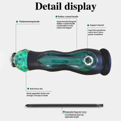 Green and black retractable screwdriver