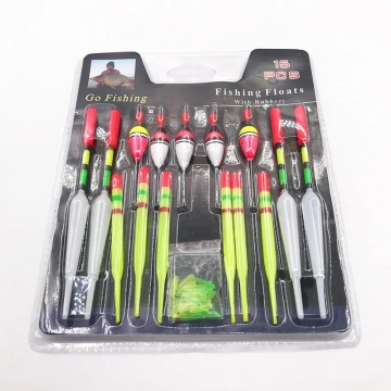 YOUME 15pcs/set Vertical Buoy Sea Fishing Floats Assorted Sizes with Rubber Attachments