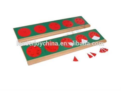 Preschool montessori educational toys metal fraction circles with Stands