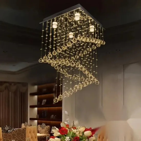 High Ceiling Luxury Chandelier: Modern Crystal K9 Silver Chrome for Wedding and Home