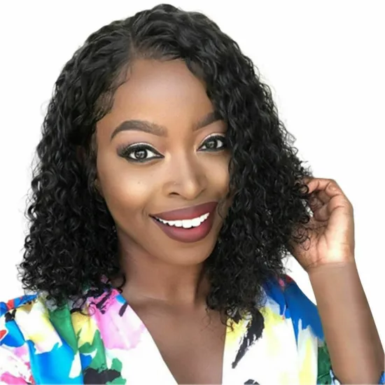 Peruvian Deep Wave Wig Short Brazilian Bob Wig Pre Plucked With Baby Hair Natural Color Lace Front Human Hair Wig For Women