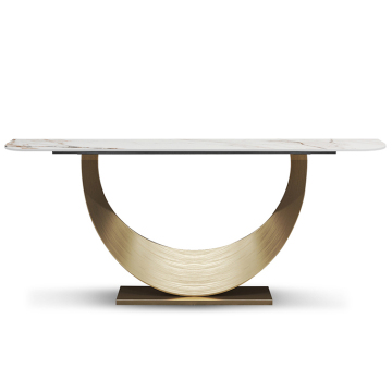 Modern stainless steel base marble console table