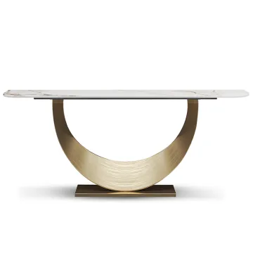 Modern stainless steel base marble console table