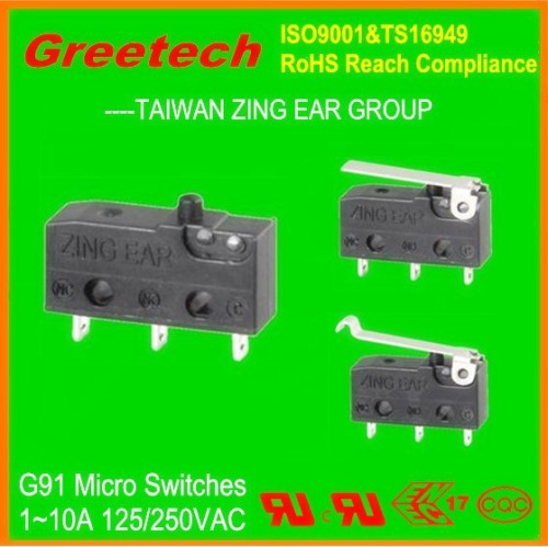 micro switch t125 5e4 10.1a 125/250vac micro switch with UL, CUL, ENEC, CQC approvals