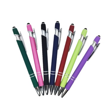 Factory Wholesale 2-in-1 Color Ballpoint Pen with Touch Tip and Logo