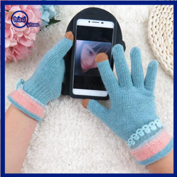 Yhao Autumn Winter Two Tips Screentouch Gloves with Lace