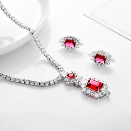 Copper Inlaid Zircon Jewelry Set for Bridal Weddings