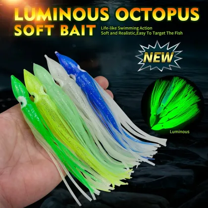 Wholesale Yozuri 3cm-9cm Soft Luminous Octopus Squid Skirt Lure for Trolling and Fishing