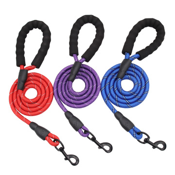 Reflective Strong Nylon Rope Dog Leash with Padded Handle