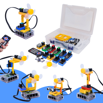 Bộ dụng cụ cảm biến lập trình gốc: Khối xây dựng điện tử cho bộ dụng cụ quạt thông minh với bộ học tập chính cho trẻ em