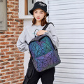 Custom fashion high quality PU leather geometric reflective luminous backpacks for men and women portable backpack for kid sch