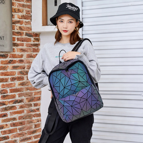 School Backpacks Luminous geometric PU laptop&school Backpack Factory