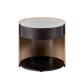 Modern Luxury White Carrara Sintered Stone Top Drawer Oak Painting Round Nightstand Bedside Tables For Home Design