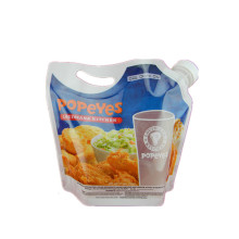 Custom stand-up spout-pouch for sauce-liquid  with handle