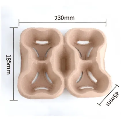 Disposable pulp coffee cup tray for drinks takeaway