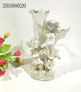 resin angel figurines with flower vase