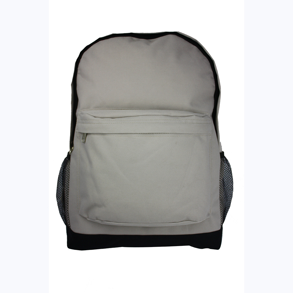 Sac à dos simple de sac d&#39;école de garçon de polyester adapté aux besoins du client gris