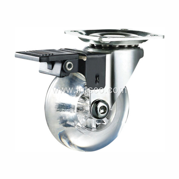 75mm Transparent PU Caster Wheels Brake