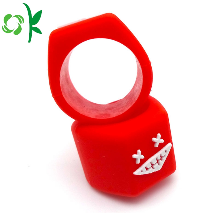 Freak Embossed Logo Smile Silicone Red Rings