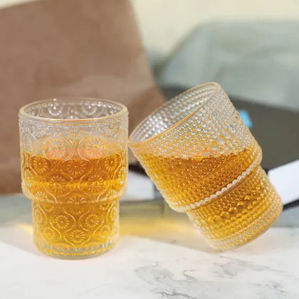 Vintage American Retro Begonia Flower Glass for Drinks