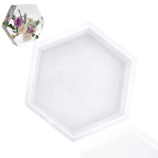 DIY Crystal Resin Tool Kit: 1038 Single Hexagonal Mold with Geometric Mirror Decoration Silicone Form