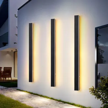 Waterproof IP65 Modern Outdoor Linear Strip Wall Lamp 3000K Warm White LED Garden Sconce