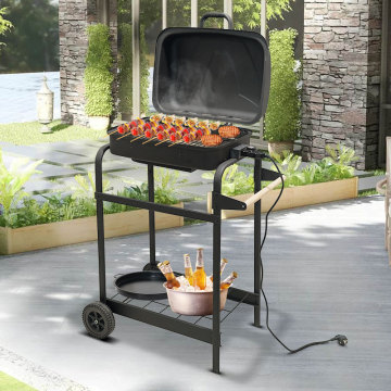 Patios Gardens Convenient Camping Grill Detachable Stand Cart Style Black Outdoor Electric Grill