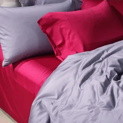 Lilac Purple 3 PCS Set 100% Egyptian Cotton Duvet Cover set