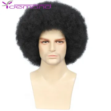 Y Demand Short Black Fancy Party Wigs Men/Women Costume Afro Wave Hair High Temperature Synthetic Afro Wigs For South Africa