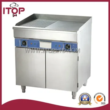 6000w half flat & half grooved & with cabinet electric griddle